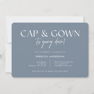 Invitation Casquette Gown ça va tomber Graduation gris modern