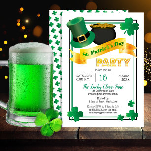 Invitation Casquette Leprechaun  Pot of Gold St Patrick's Day