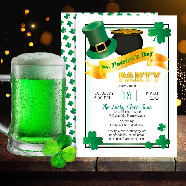 Invitation Casquette Leprechaun |Pot of Gold St Patrick's Day (Créateur téléchargé)