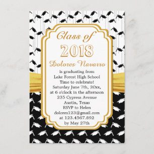 Invitation casquette noir de mortier blanc