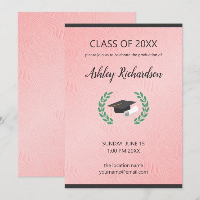 Invitation Casquette noir et Laurel (Devant / Derrière)