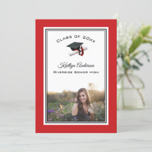 Invitation Casquette noir et rouge & Tassel Diplôme photo