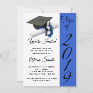 Invitation Casquette noire et bleue et Tassel