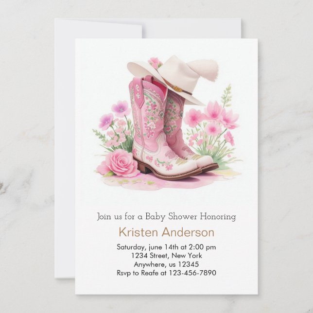 Invitation Casquette rustique Cowboy et Boots Baby shower Cow (Devant)