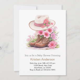 Invitation Casquette rustique et Boot Aquarelle Baby shower f
