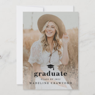 Invitation Casquette simple avec Type Photo Graduation Party