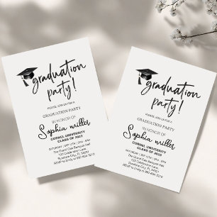 Invitation Casquette simple en aquarelle noire pour la remise
