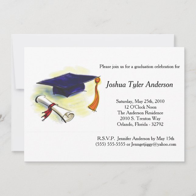 Invitation Casquette Tassle Diplôme Graduation Party Invitati (Devant)