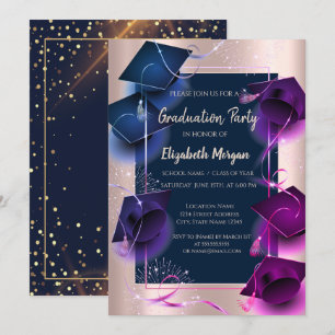 Invitation Casquettes de remise des diplômes Rose Gold, Point
