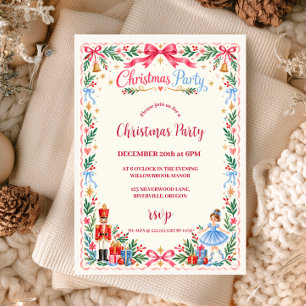 Invitation Casse-Noisette à Ruban Rose Fête de Noël