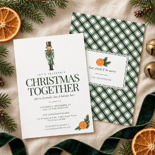 Invitation Casse-Noisette Aquarelle Vert Plaid Fête de Fêtes