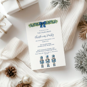 Invitation Casse-Noisette Bleu et Blanc Chinoiserie Noël