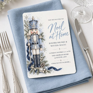 Invitation Casse-Noisette Bleu Noël Dîner de Noël