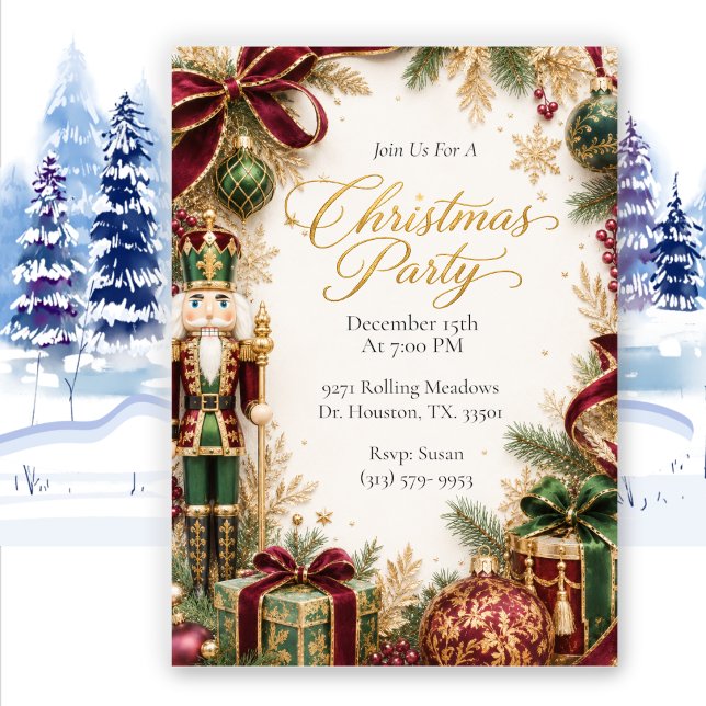 Invitation Casse-Noisette Élégant de Luxe pour Soirée de Noël (Créateur téléchargé)