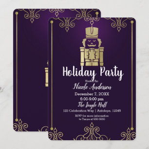 Invitation Casse-Noisette Élégant Doré Violet Fête de Fins d'