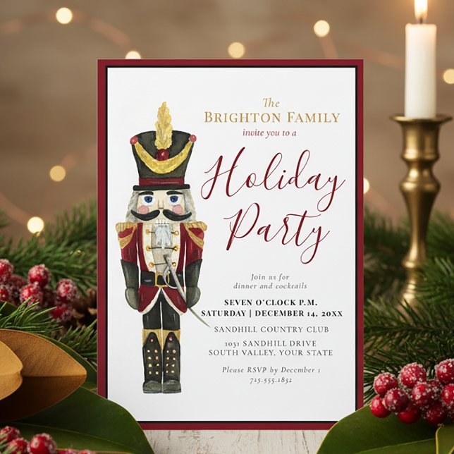 Invitation Casse-Noisette Fête de Noël Classique Rouge  (Créateur téléchargé)
