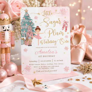 Invitation Casse-Noisette Fille 1er Anniversaire Hiver Mervei