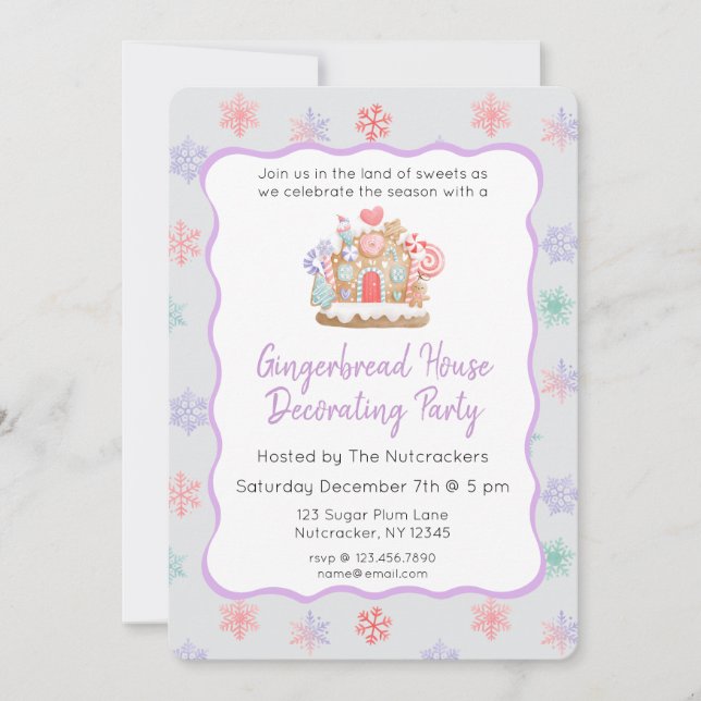 Invitation Casse-noisette Gingerbread Maison Décoration Party (Devant)