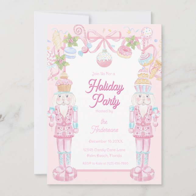 Invitation Casse-noisette pastel douce fête de Noël Party (Devant)