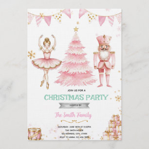 Invitation casse-noisette prune sucre rose de Noël