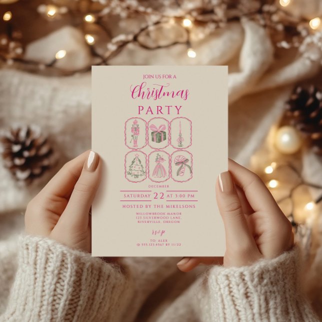 Invitation Casse-Noisette Rose Coquette Noël (Créateur téléchargé)