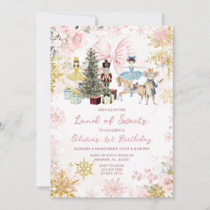 Invitation Casse-noisette Rose Gold Rose Fête d'anniversaire