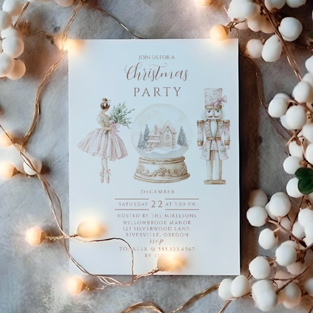 Invitation Casse-Noisette Rose Noël (Créateur téléchargé)