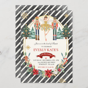 Invitation Casse-Noisette Rouge Et Or Anniversaire Fée De Plu