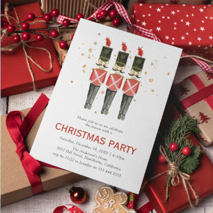Invitation Casse-noisette rouge et or Noël Fête de fin d'an