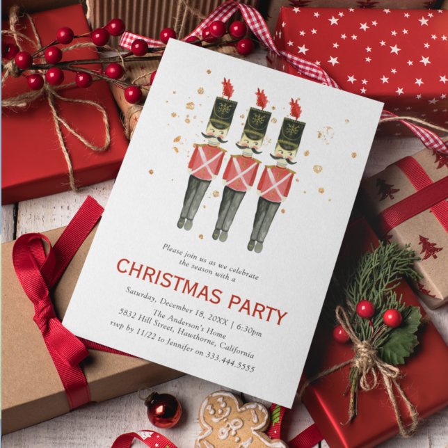 Invitation Casse-noisette rouge et or Noël | Fête de fin d'an (Créateur téléchargé)