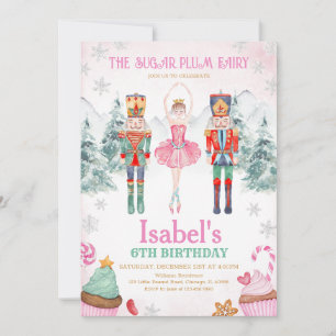 Invitation Casse-noix de fée rose Anniversaire Hiver