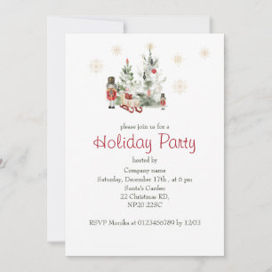 Invitation Casse-noix et arbre de Noël aquarelle chr mignon