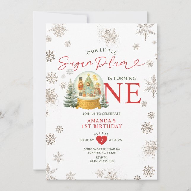 Invitation Casse-noix Flammes de neige hivernales 1ère fête d (Devant)