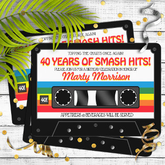 Invitation Cassette rétro des années 80 Anniversaire