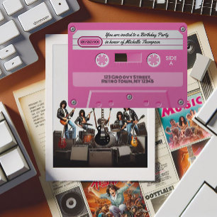 Invitation Cassette Rose Chaud Rétro Anniversaire