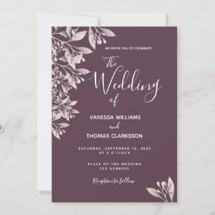 Invitation Cassis mariage de script rose violet