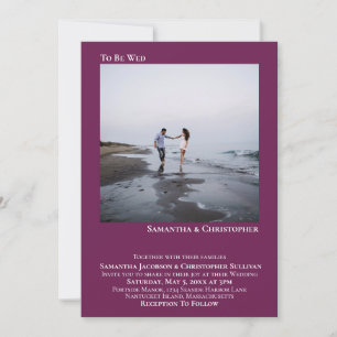 Invitation Cassis minimal moderne Magenta Mariage photo simpl