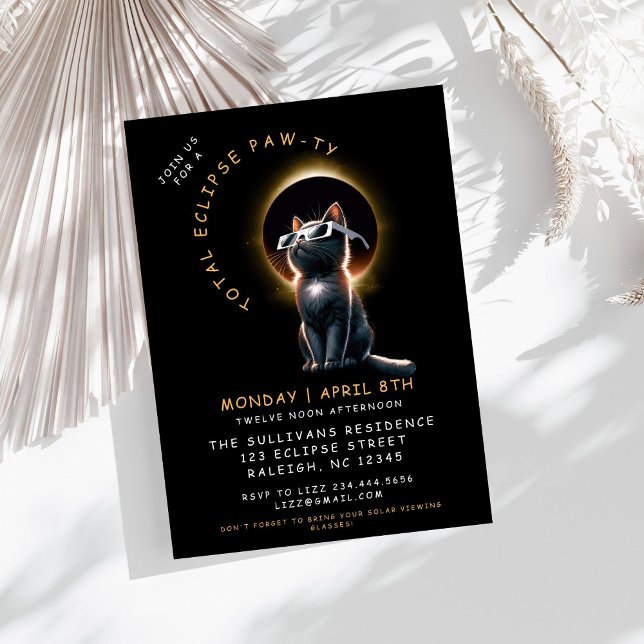 Invitation Cat 2024 Total Solaire Eclipse Viewing Party (Créateur téléchargé)