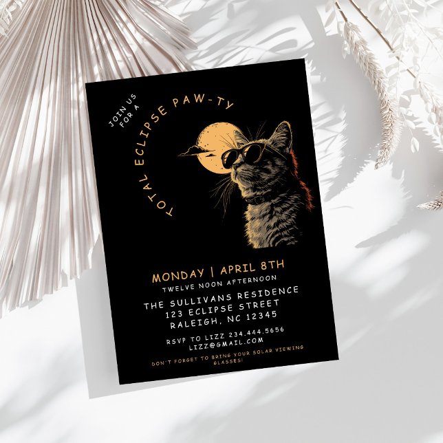 Invitation Cat 2024 Total Solaire Eclipse Viewing Party (Créateur téléchargé)