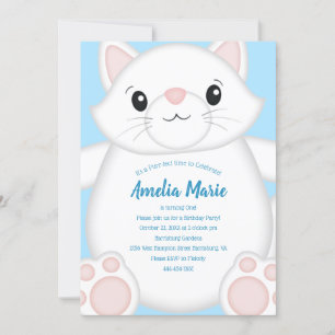 Invitation Cat Anniversaire Fête Kitty Blue