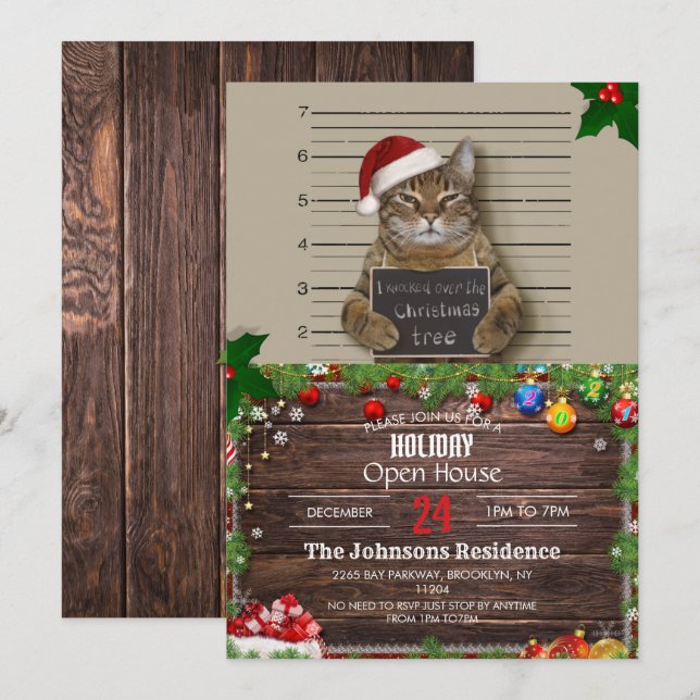 Invitation Cat Christmas (Devant / Derrière)