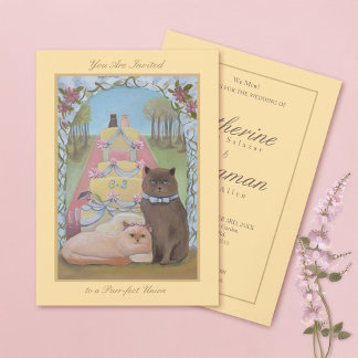 Invitation Cat Couple Jaune Mariage
