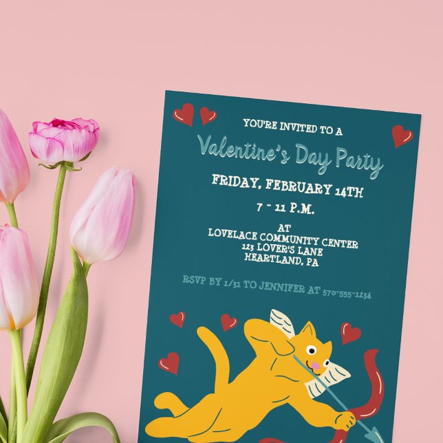 Invitation Cat Cupid Custom Valentine's Day (Créateur téléchargé)
