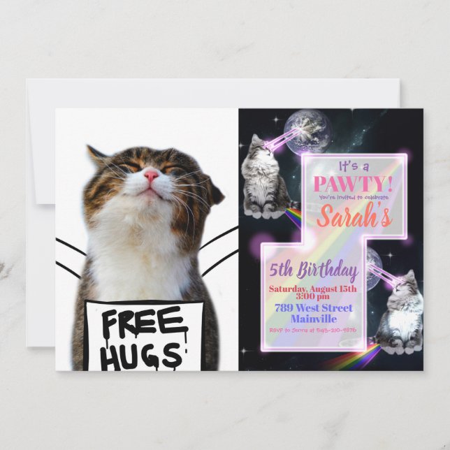Invitation Cat holding Free Hugs Sign (Devant)