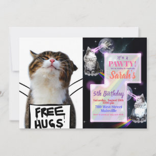 Invitation Cat holding Free Hugs Sign
