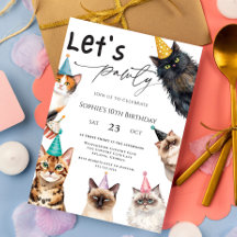 Cat Let's Pawty Kitten Cute kitty 10e anniversaire