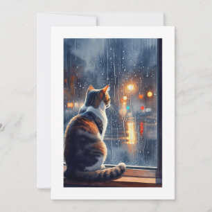 Invitation cat looks the rain