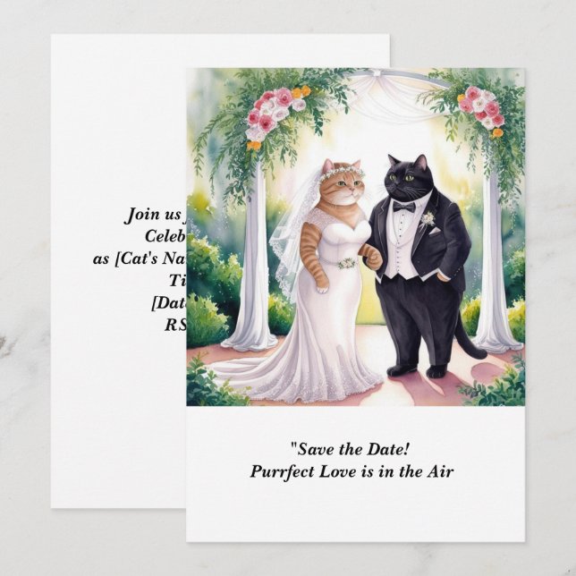 Invitation CAT MARIAGE Enregistrer l'invitation Date (Devant / Derrière)