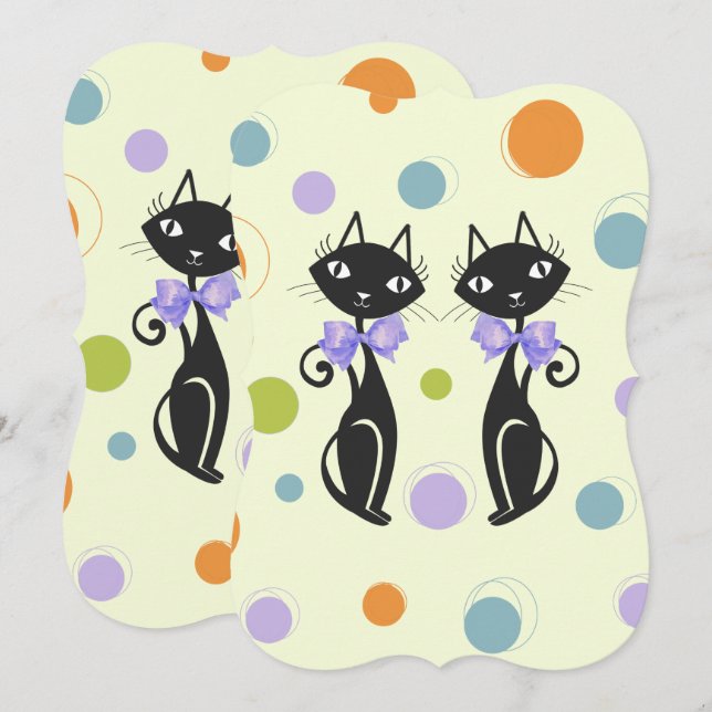 Invitation Cat moderne du milieu du siècle (Devant / Derrière)