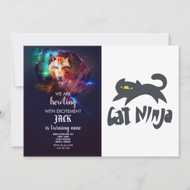 Invitation Cat ninja - Choisir la couleur arrière - plan (Devant)